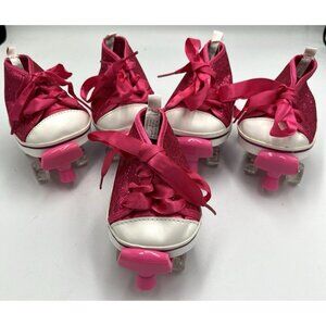 Build a Bear BAB Lot Pink Sparkle Glitter High Top Sneakers Shoes Roller Skates